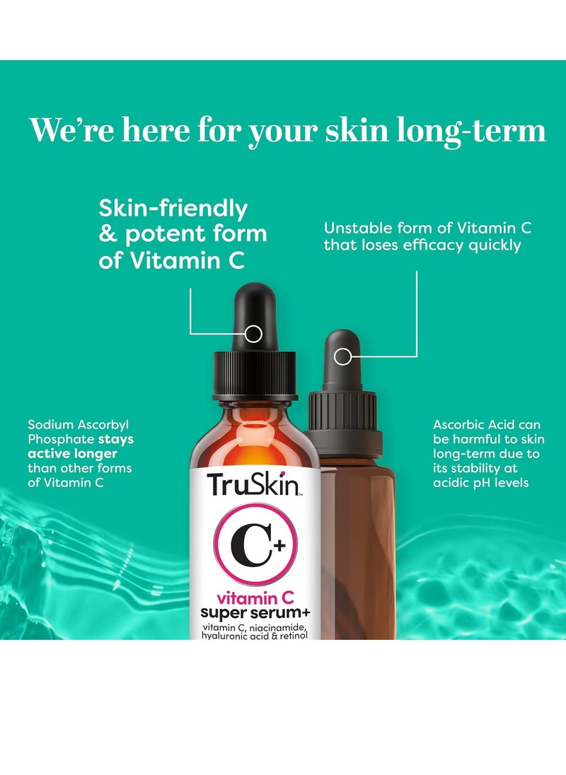 TruSkin - TruSkin Super Vitamin C Face Serum with Niacinamide, Retinol, Hyaluronic & Salicylic Acid (BHA) - All-in-One Anti Aging Facial Serum for Brightening, Firming, Dark Spots, Discoloration - 2 fl oz - Image 1