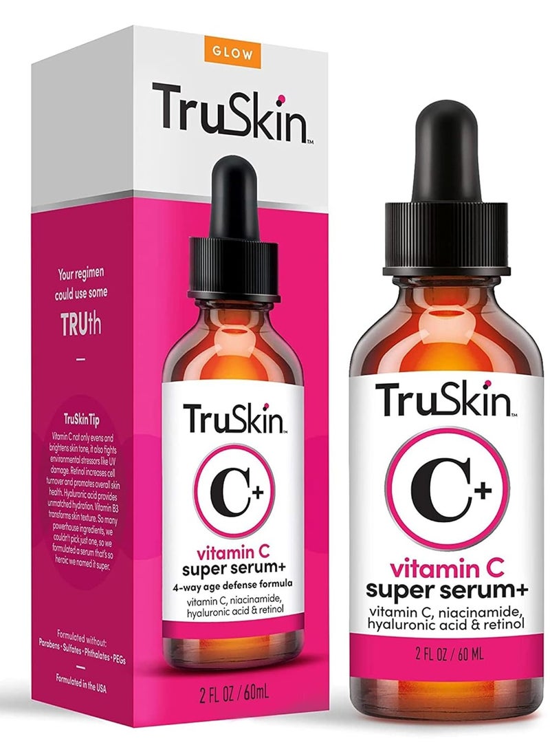 TruSkin - TruSkin Super Vitamin C Face Serum with Niacinamide, Retinol, Hyaluronic & Salicylic Acid (BHA) - All-in-One Anti Aging Facial Serum for Brightening, Firming, Dark Spots, Discoloration - 2 fl oz - Image 1