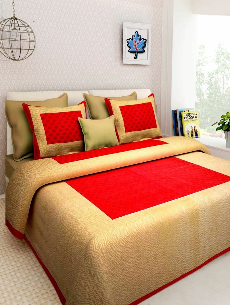 SDC Dreams HomeShop 100 Pure Cotton Rajasthani Tradition Queen Size Double Bedsheets with 2 Pillow Covers Queen Size Jaipuri Bedspreads - Image 1