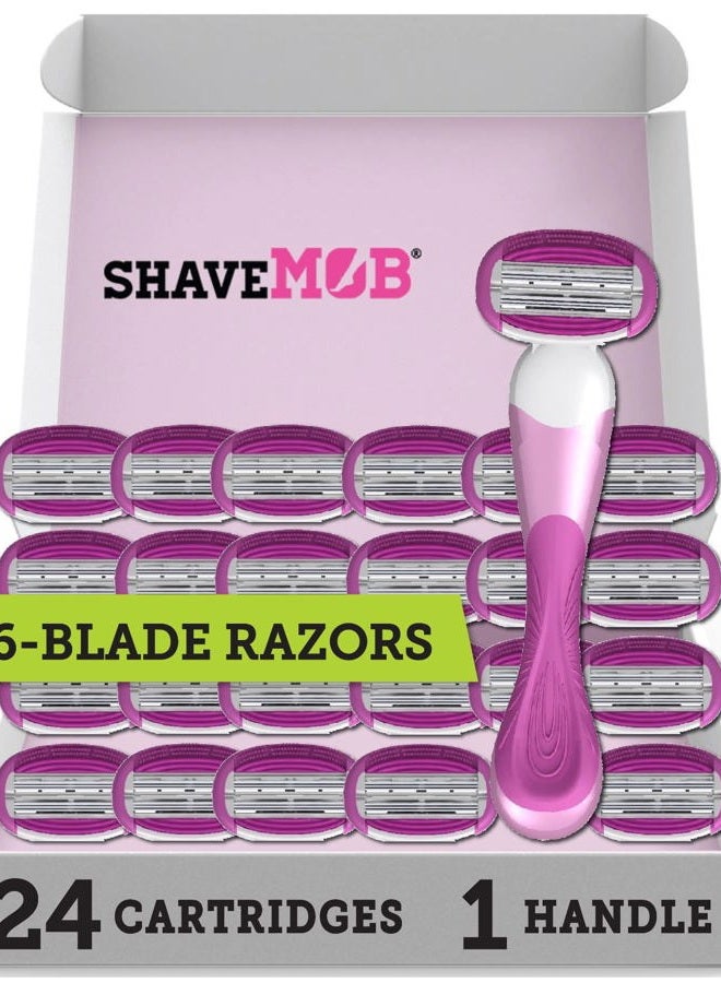 ShaveMOB 6-Blade Women's Razor Kit (Flex Head Handle + 24 Refills) - The Perfectionist Shaving Kit - Image 1
