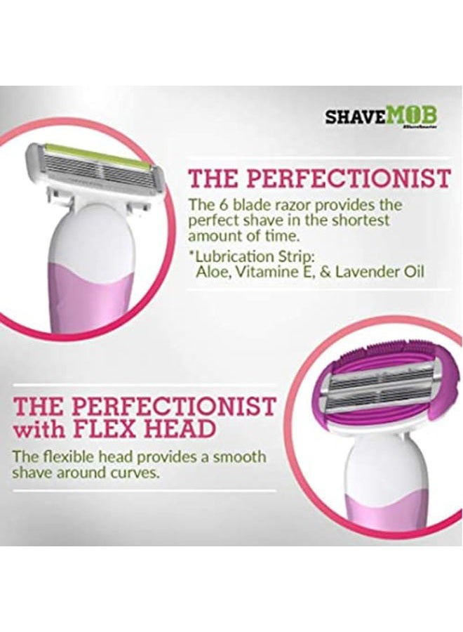 ShaveMOB 6-Blade Women's Razor Kit (Flex Head Handle + 24 Refills) - The Perfectionist Shaving Kit - Image 5