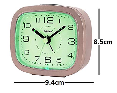OREVA Plastic Alarm Table Clock with LED and 4 Step Buzzer Sound Brown Body Green 94 cm x 39 cm x 85 cm AA3507 - Image 3