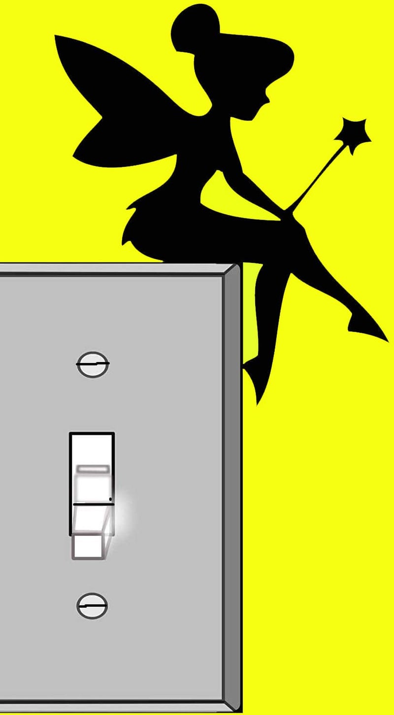 H-TRADINGS Light Switch Black Glossy Vinyl Decal Sticker - Tinkerbell Fairy - for Wall, Vehicle, Computer, Home Decor, Fun Nursery Kids Room Décor - Image 1
