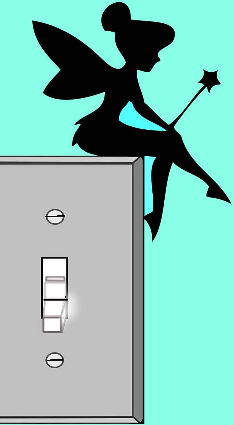 H-TRADINGS Light Switch Black Glossy Vinyl Decal Sticker - Tinkerbell Fairy - for Wall, Vehicle, Computer, Home Decor, Fun Nursery Kids Room Décor - Image 4