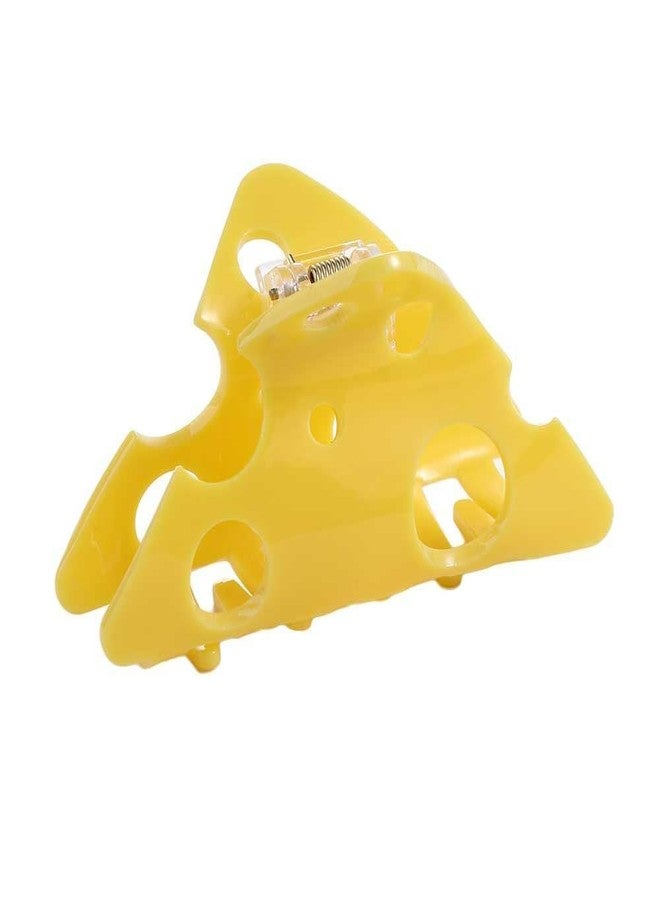WinldMonmo Yellow Cheese Acetate Hair Claw, Cute Cheese Hair Clip, Triangle Hollow Hair Clips Food Shape Shark Clip for Women - Image 1