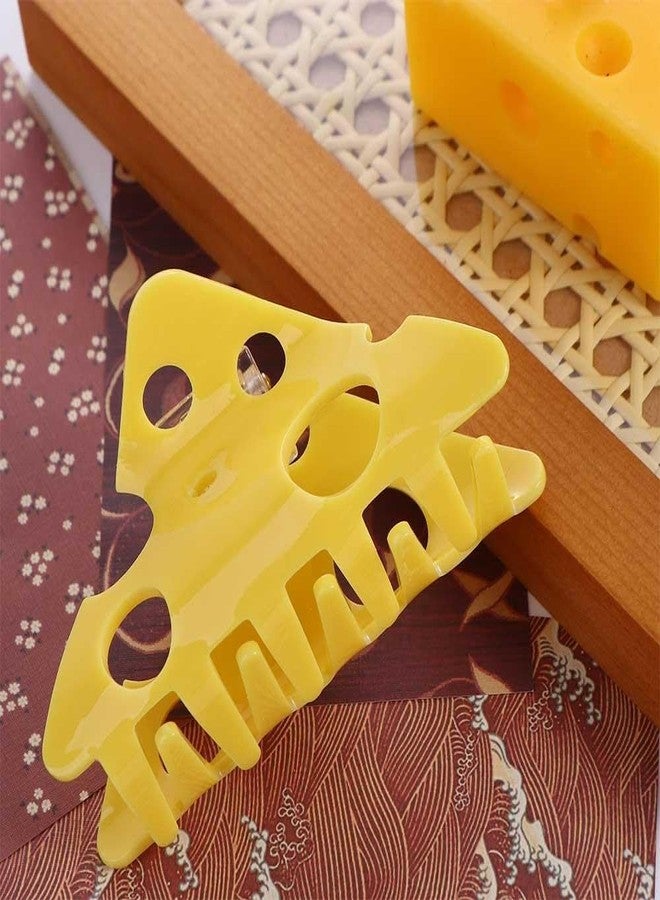 WinldMonmo Yellow Cheese Acetate Hair Claw, Cute Cheese Hair Clip, Triangle Hollow Hair Clips Food Shape Shark Clip for Women - Image 4