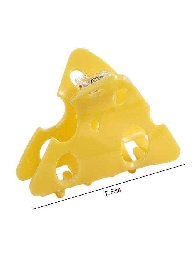 WinldMonmo Yellow Cheese Acetate Hair Claw, Cute Cheese Hair Clip, Triangle Hollow Hair Clips Food Shape Shark Clip for Women - Image 3
