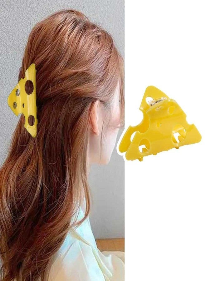 WinldMonmo Yellow Cheese Acetate Hair Claw, Cute Cheese Hair Clip, Triangle Hollow Hair Clips Food Shape Shark Clip for Women - Image 5