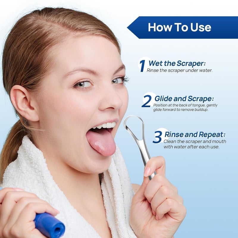 JIGVA Professional Stainless Tongue Scraper Medical Grade, Eco‑Friendly Oral Care Tool for Adults & Children Hygienic, Reusable Cleaner with Compact Carrying Case, 2Pcs - Image 2