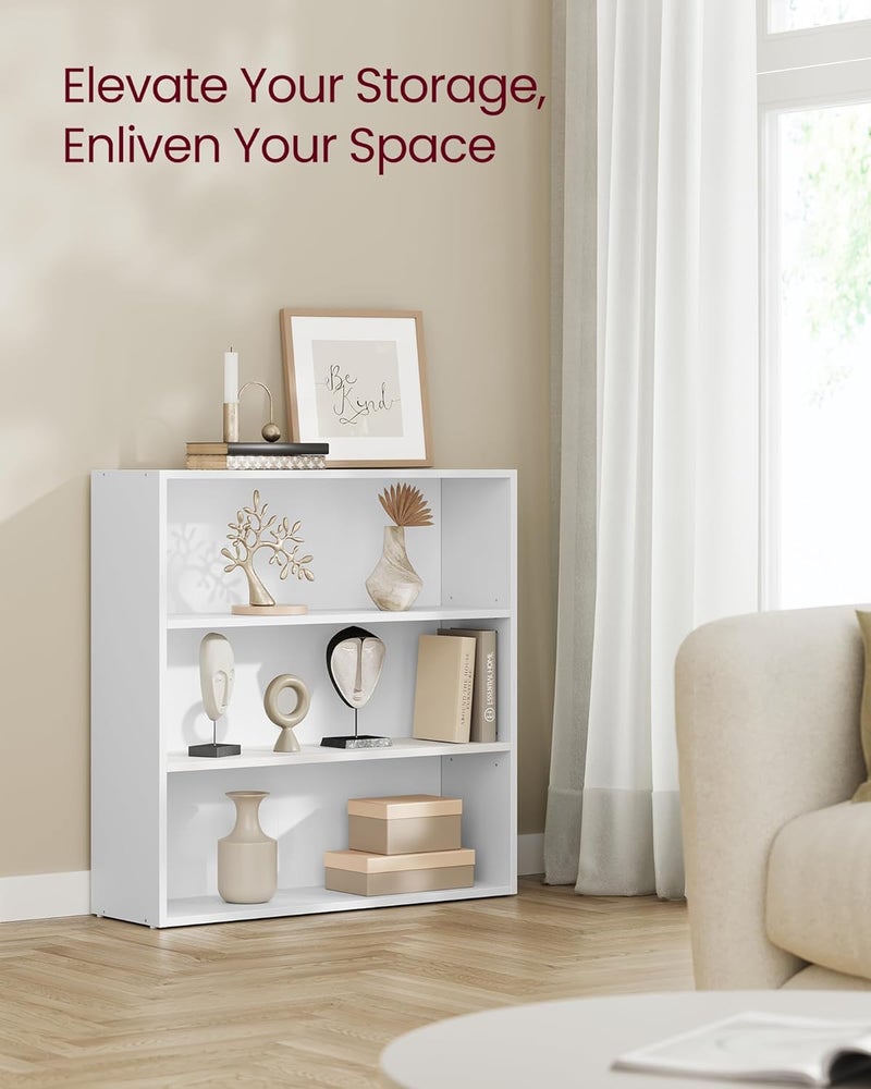 VASAGLE Custos Collection - Bookshelf, 3-Tier Bookcase, Book Shelf, Open Storage Shelf, 9.4 x 31.5 x 32 Inches, for Living Room, Home Office, Dinning Room, Cloud White - Image 4