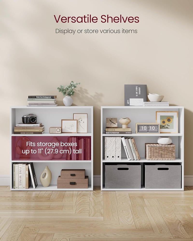 VASAGLE Custos Collection - Bookshelf, 3-Tier Bookcase, Book Shelf, Open Storage Shelf, 9.4 x 31.5 x 32 Inches, for Living Room, Home Office, Dinning Room, Cloud White - Image 5