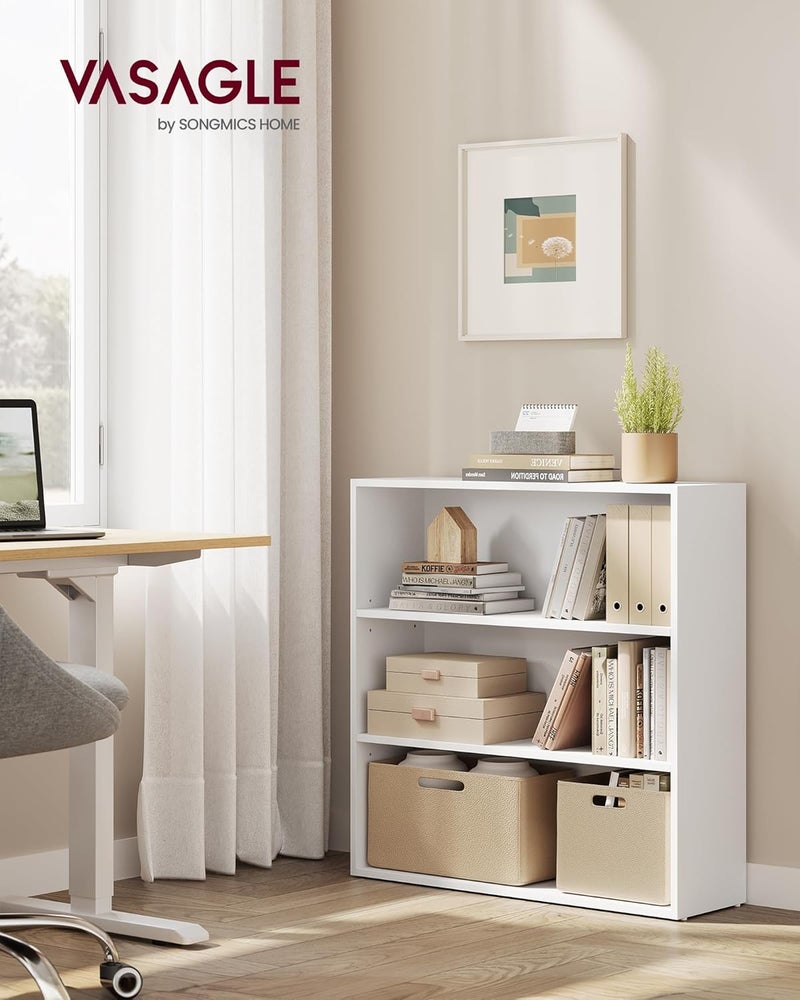 VASAGLE Custos Collection - Bookshelf, 3-Tier Bookcase, Book Shelf, Open Storage Shelf, 9.4 x 31.5 x 32 Inches, for Living Room, Home Office, Dinning Room, Cloud White - Image 2