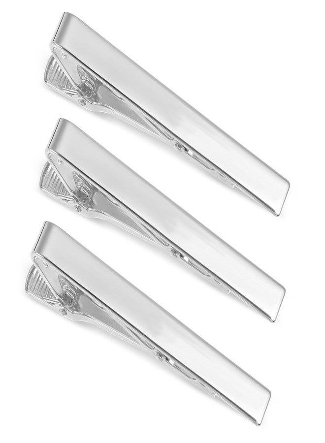 AOZUO 3 Pack Tie Clips for Men, 2.2Inch Tie Bar, Silver Tie Pin, Classic Business Men's Skinny Tie Clips for Wedding Dad Boyfriend Husband Anniversary Men Tie Accessories Gift(Silver) - Image 1