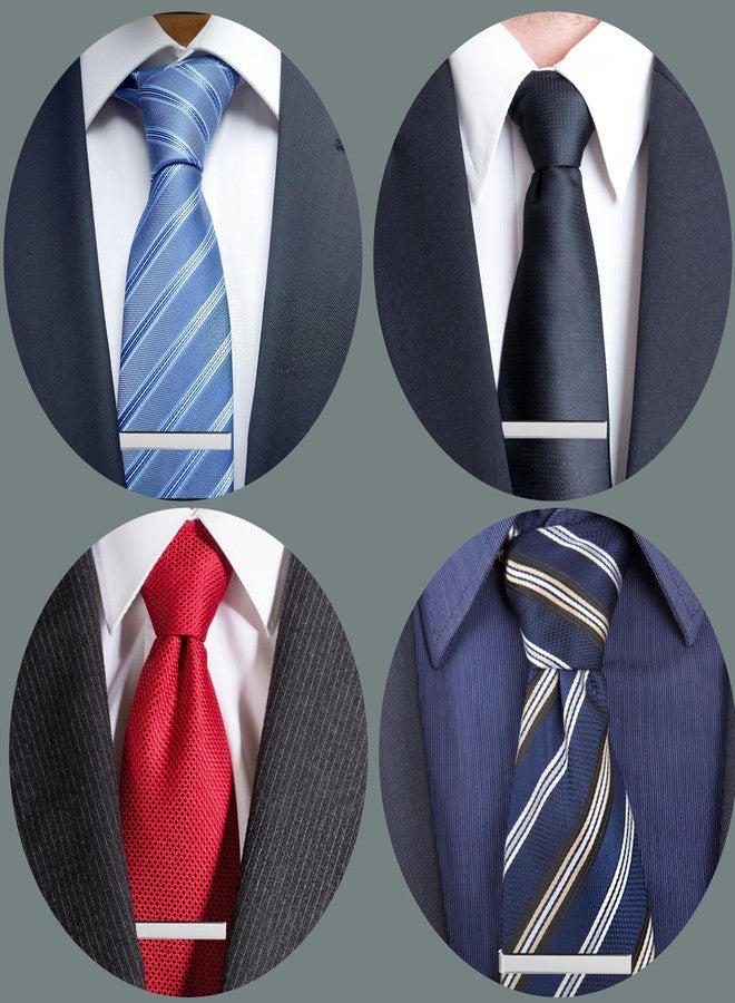 AOZUO 3 Pack Tie Clips for Men, 2.2Inch Tie Bar, Silver Tie Pin, Classic Business Men's Skinny Tie Clips for Wedding Dad Boyfriend Husband Anniversary Men Tie Accessories Gift(Silver) - Image 2