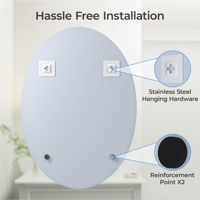 USHOWER Bathroom Mirror for Over Sink, 20x28 Inch Oval Frameless Mirror, Beveled and Polished, Decorative Wall Mirror for Bathroom, Bedroom, Vanity, Entryway, Modern and Elegant - Image 4