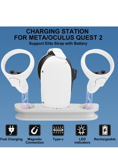 KASTWAVE Charging Dock Station for Oculus Quest 2 - Fast VR Charger Stand for Oculus/Meta Quest 2 Headset Touch Controller Accessories with 2 Rechargeable Batteries,USB-C Charger and Cable(White)  - Image 2