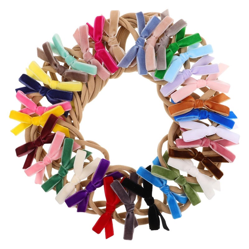 SUPVOX 32 Pack Soft Fluffy Bow Headbands Stretchy Elastic Hair Accessories For Newborn Baby Boy Girl - Image 2