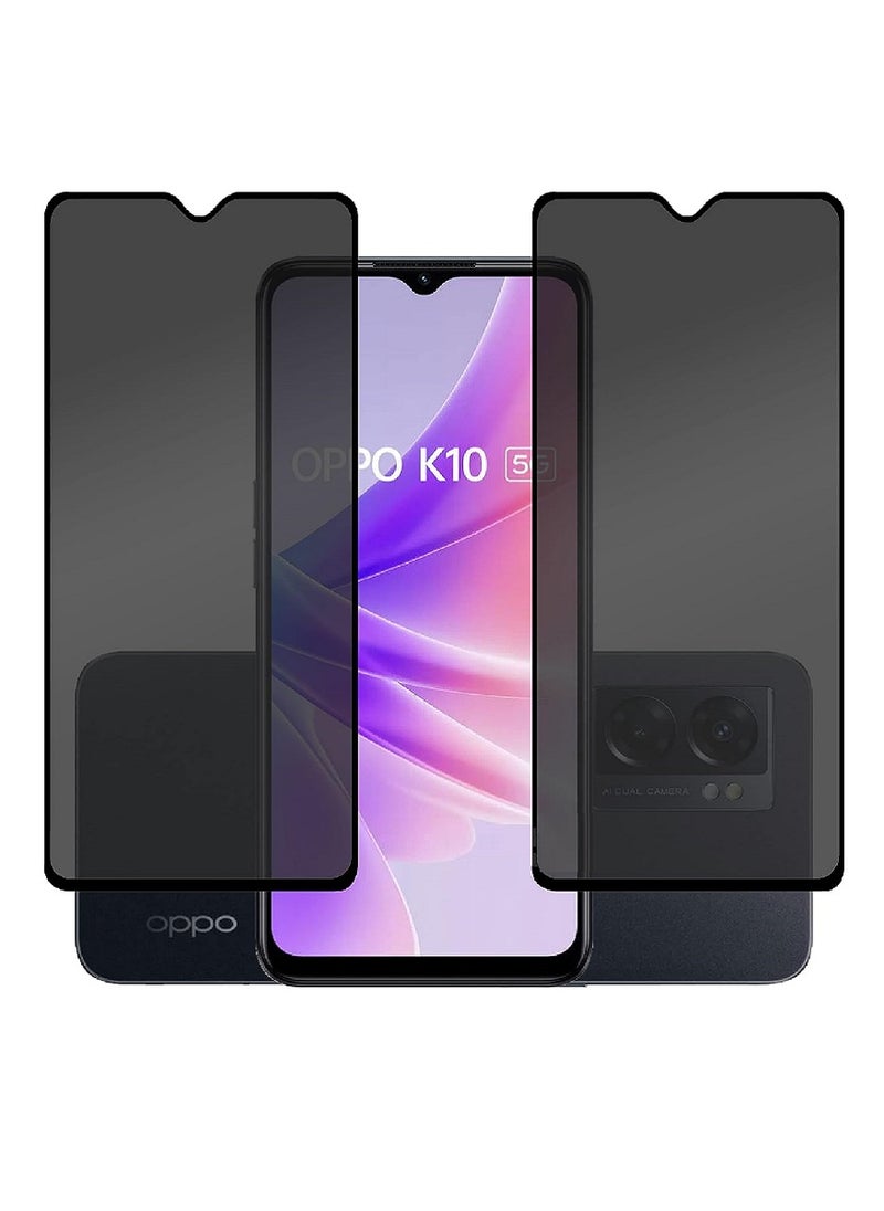 Super 2 Pieces Tempered Glass Screen Protector Anti-Spy Privacy  Designed For Oppo K10 5G Full Screen Coverage And Bubble Free - Image 1