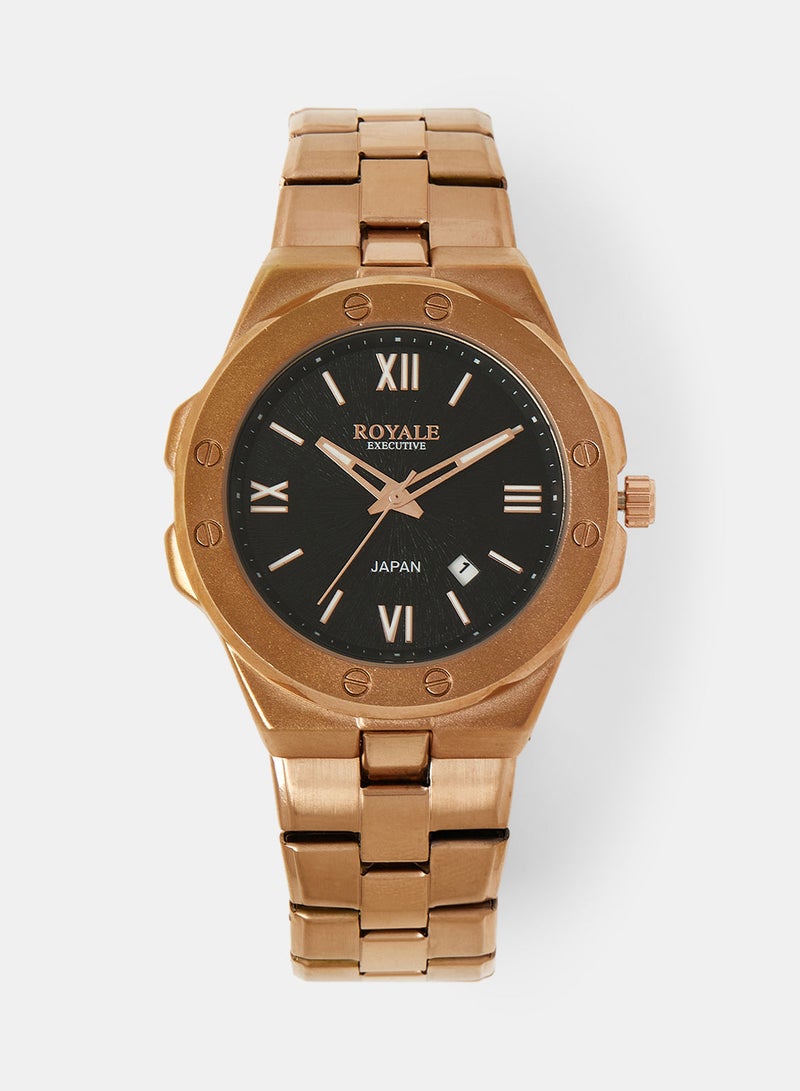 Royale Mega Round Shape Analog Wrist Watch RE200 3 - 40mm - Gold - Image 1