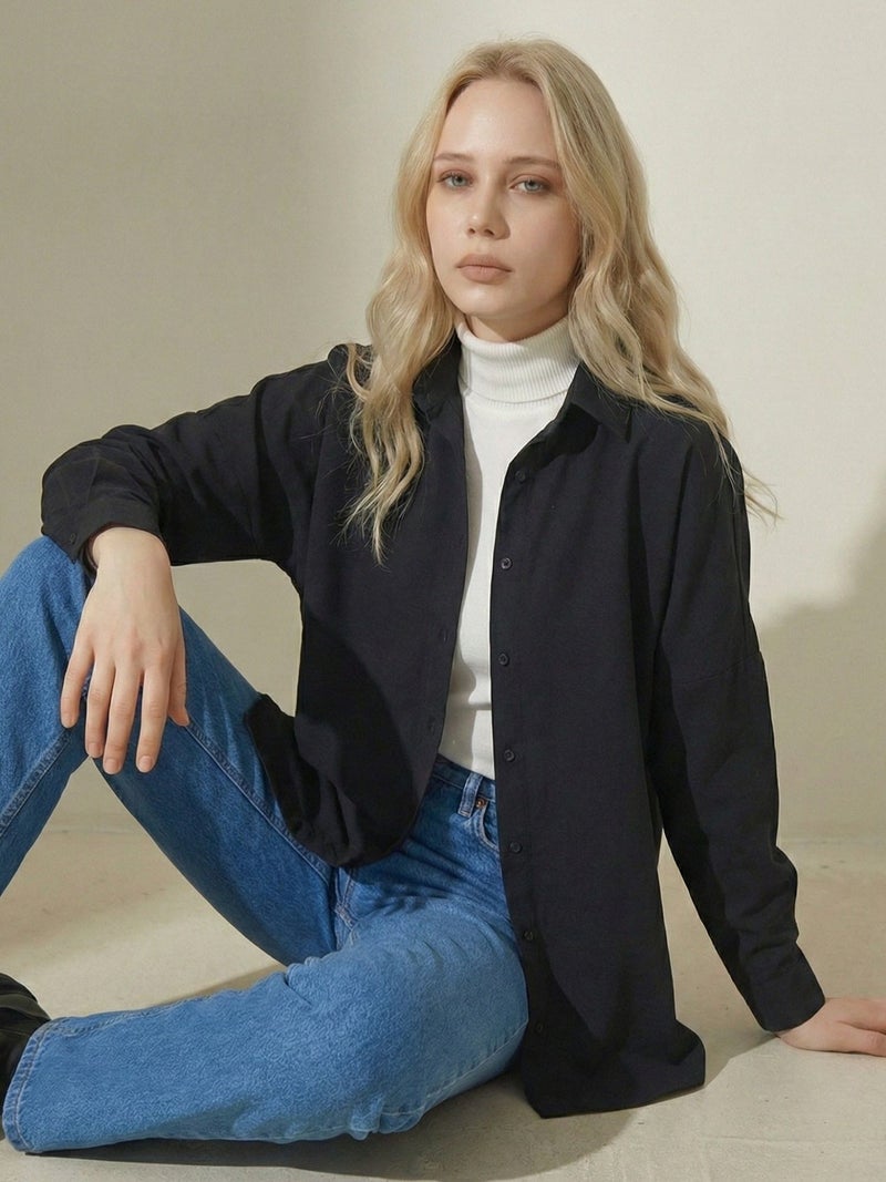 BIG DART BDART Relaxed Fit Poplin Shirt with Button Closure - Image 3