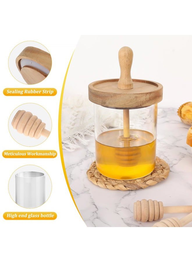 SlZKADY 12 Oz Honey Jar with 2 Wooden Dippers and Lid,Honey Pot Dispenser,Clear Glass Honey Container for Home Kitchen,Store Honey and Syrup,Easy to Clean - Image 3