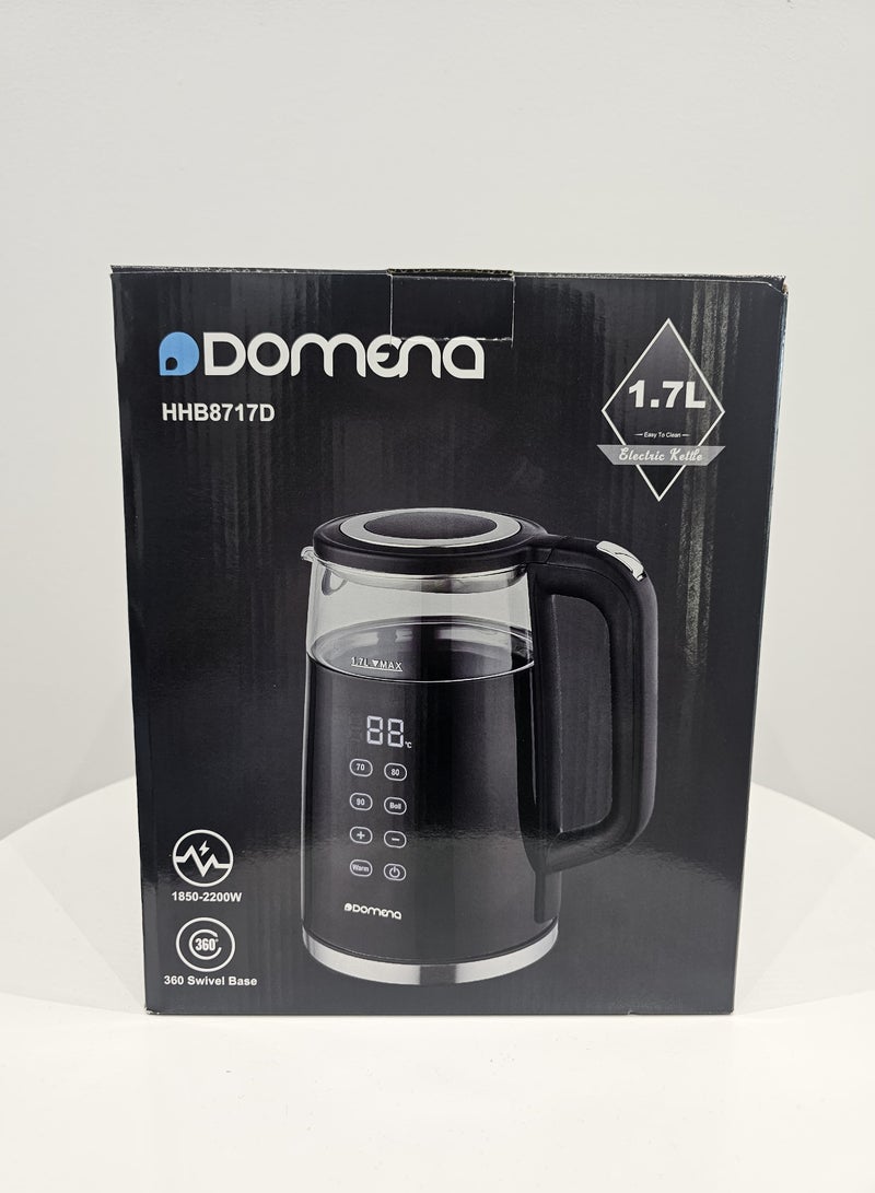 Domena Digital Electric Kettle, 1.7L, Temperature Control, Double Wall, LED Display, Black - Image 4