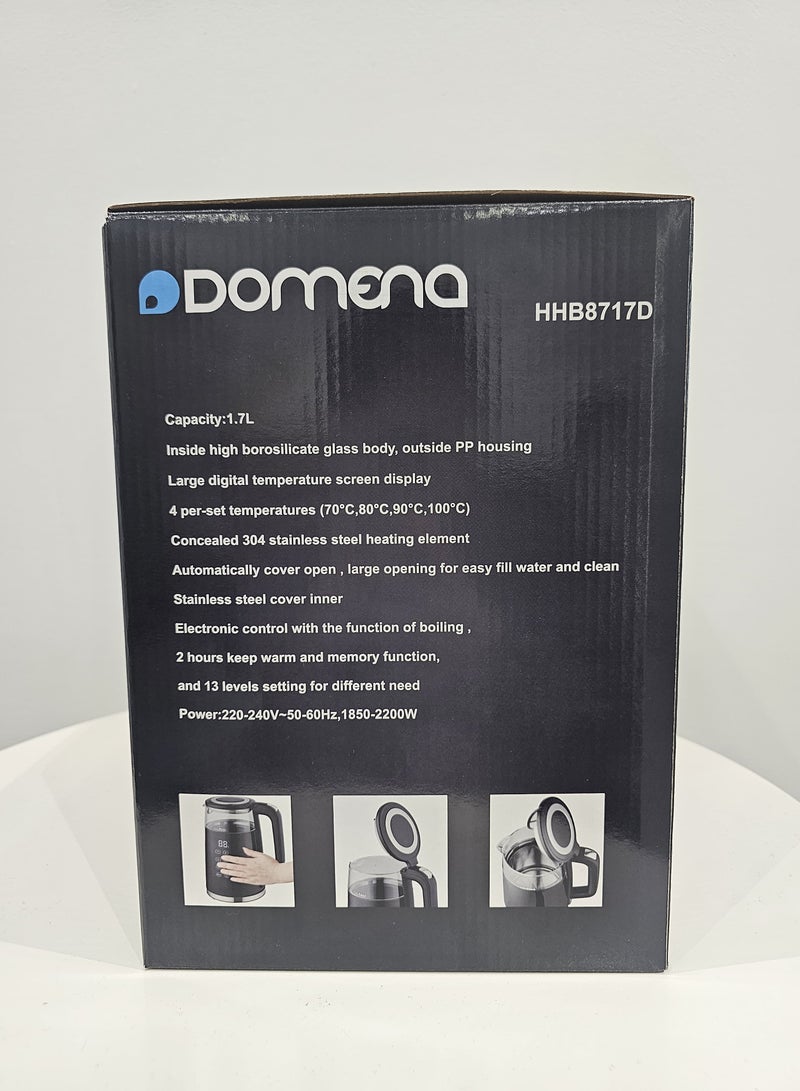 Domena Digital Electric Kettle, 1.7L, Temperature Control, Double Wall, LED Display, Black - Image 5