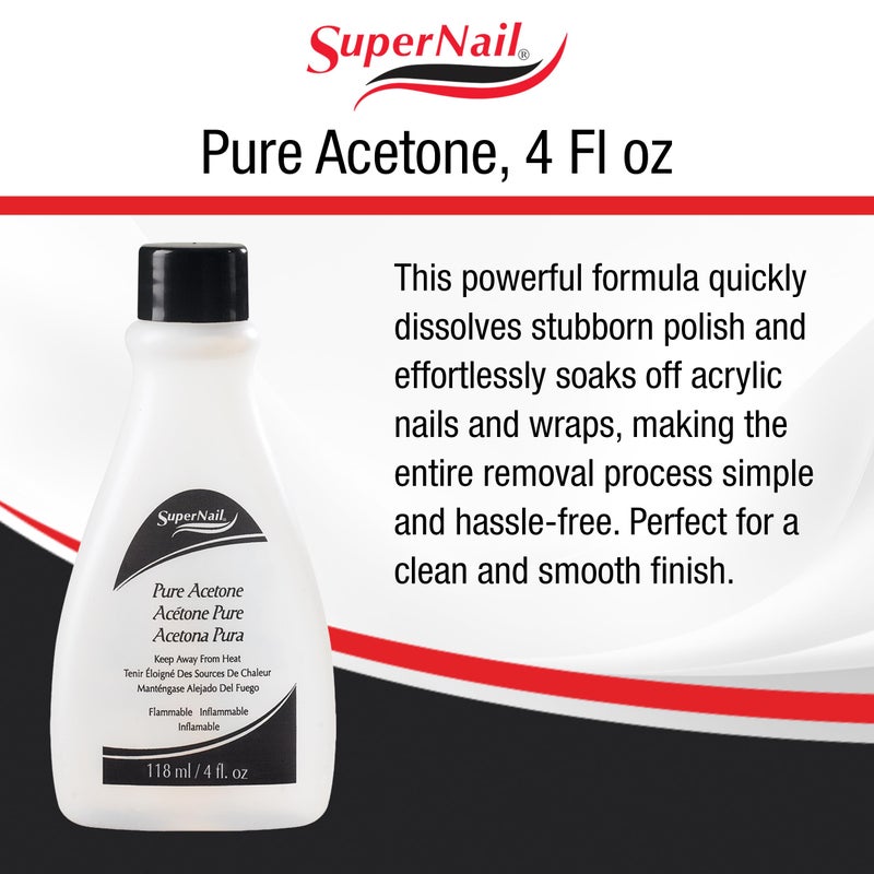 SuperNail Pure Acetone Nail Polish Remover â€“ Fast-Acting Gel Polish Remover for Nails, Acrylic & Dip Powder Nails, 4 fl oz - Image 3