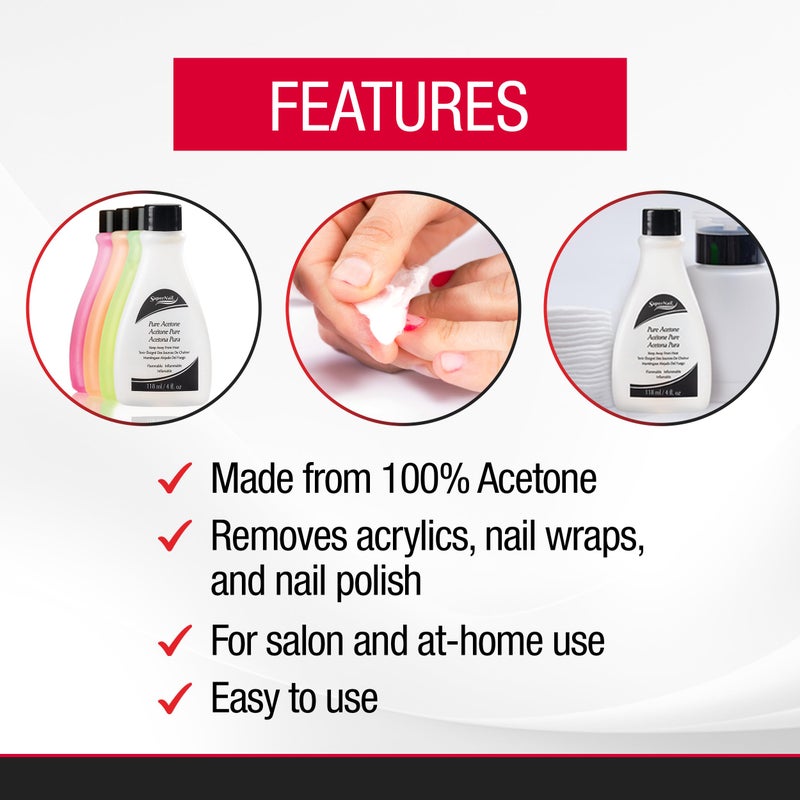 SuperNail Pure Acetone Nail Polish Remover â€“ Fast-Acting Gel Polish Remover for Nails, Acrylic & Dip Powder Nails, 4 fl oz - Image 4