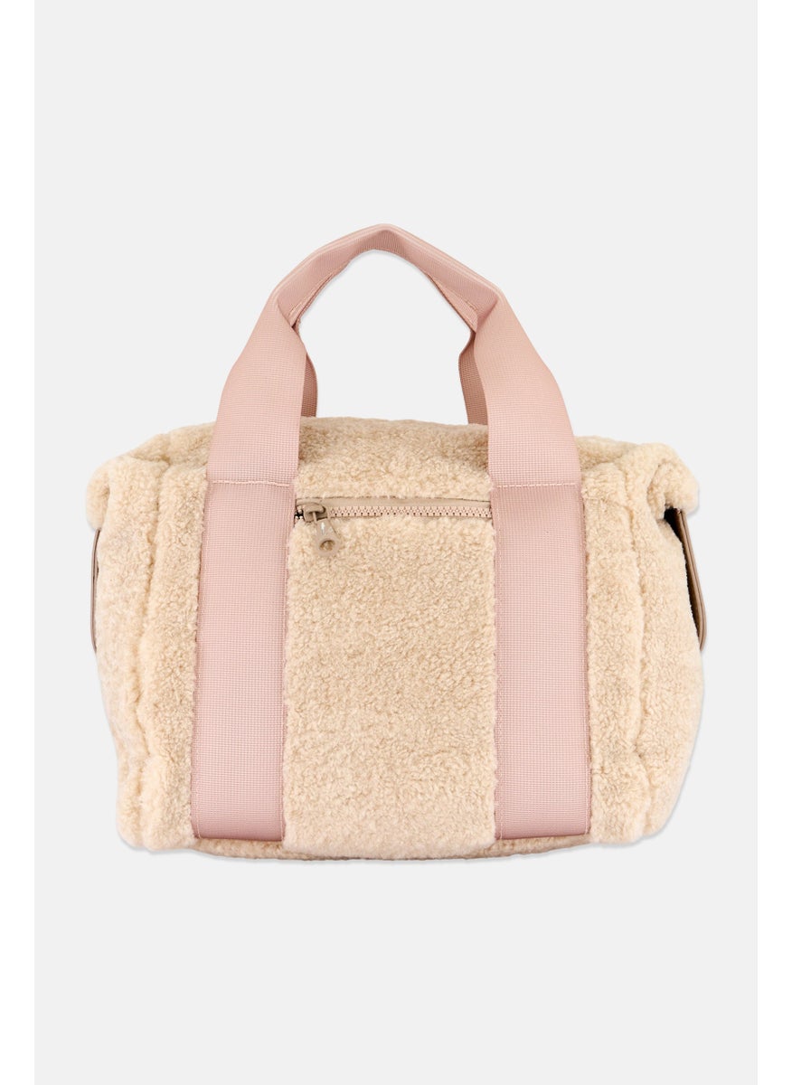Danskin Women Faux Fur Shoulder Bag 21 H x 30 L x 13 W Cm, Beige  - Image 3