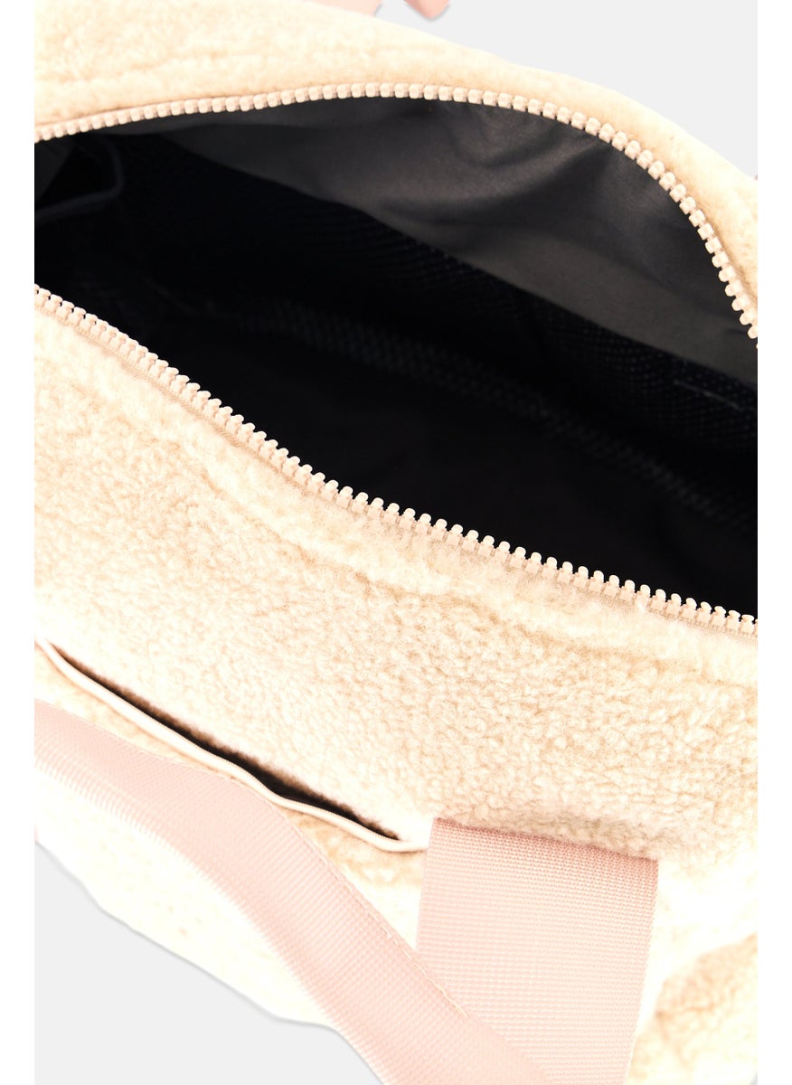 Danskin Women Faux Fur Shoulder Bag 21 H x 30 L x 13 W Cm, Beige  - Image 4