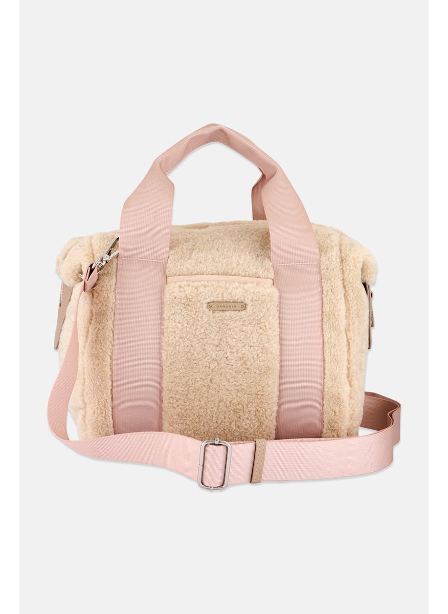 Danskin Women Faux Fur Shoulder Bag 21 H x 30 L x 13 W Cm, Beige  - Image 1
