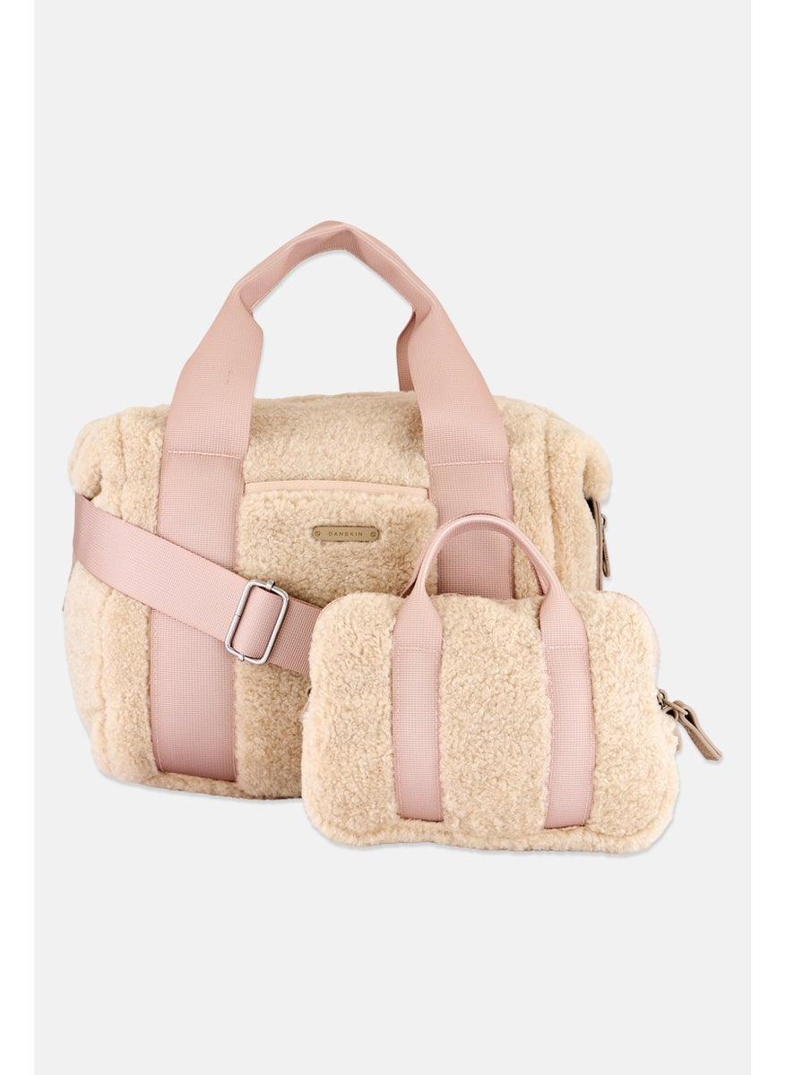 Danskin Women Faux Fur Shoulder Bag 21 H x 30 L x 13 W Cm, Beige  - Image 2