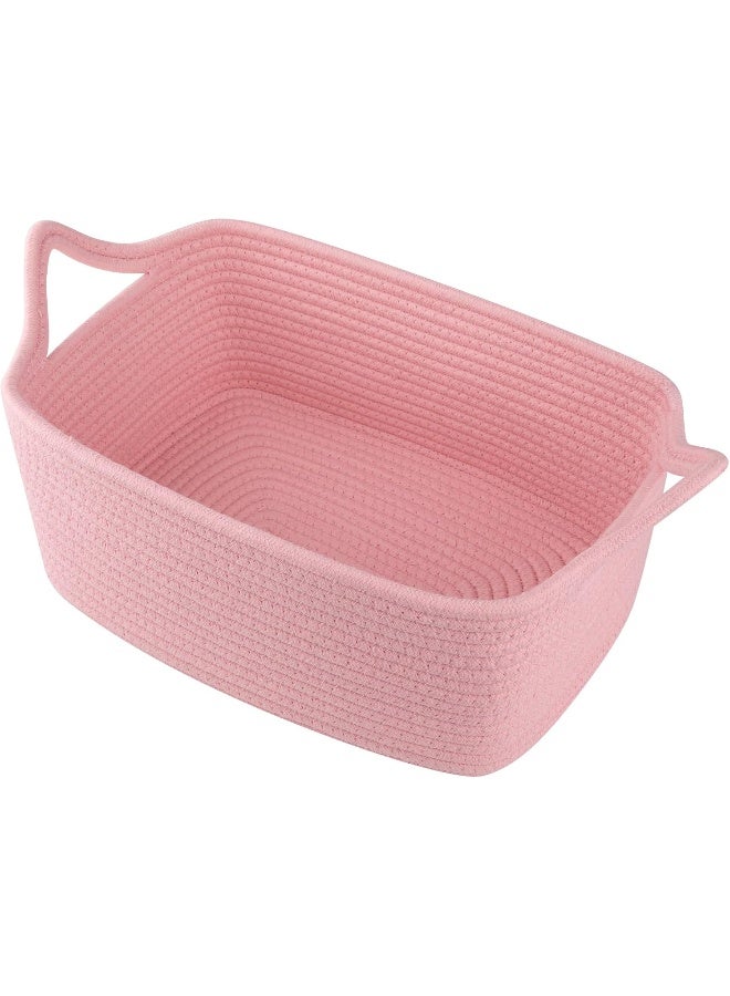 OIAHOMY Woven Basket, Gift Basket Empty with Gift Bags and Ribbons, Rope Baskets for Baby Showers, Storage Baskets with Handles for Nursery, Pet Toy Organizer - Pink - Image 1