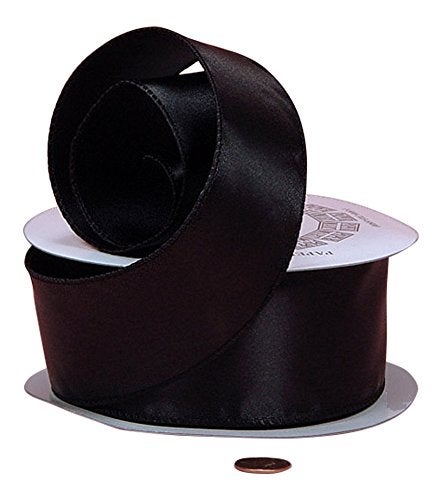 Paper Mart Black Satin Wired Ribbon 1 1/2" X 25 Yards - Image 1