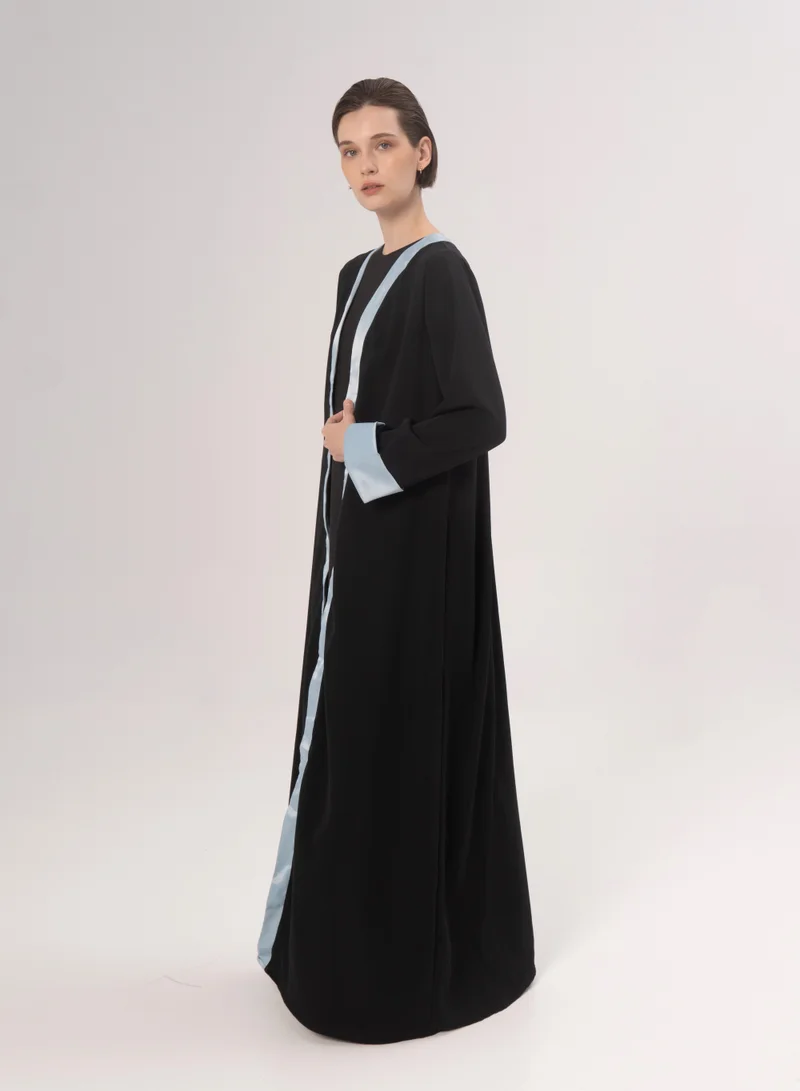 Hadiyath Al Madinah Black Open Abaya - HM