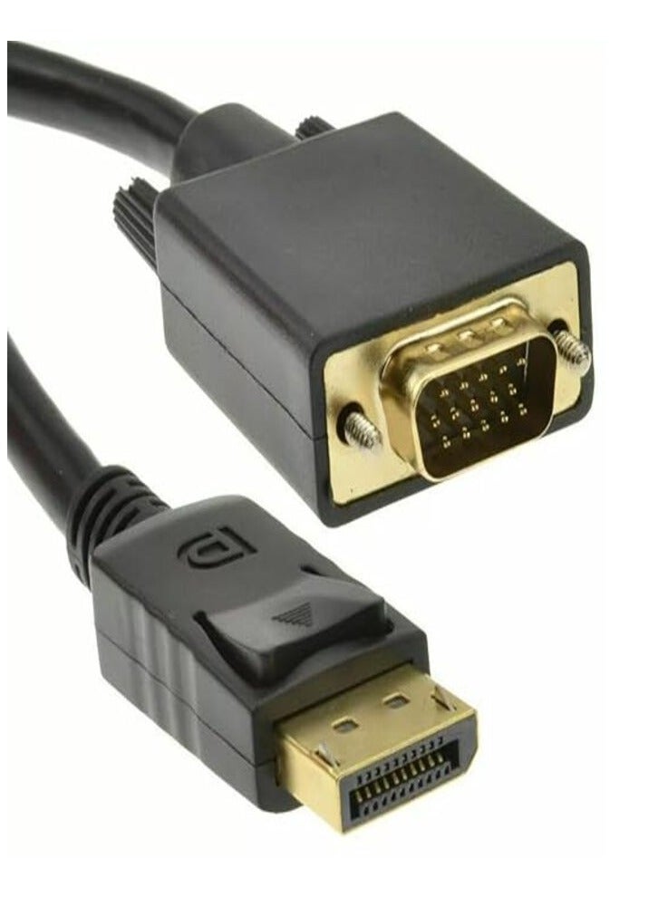 DisplayPort to VGA Cable 1.8M with Adapter - 1080P Full HD Support, Male to Male Connector for Laptop/PC to Monitor/Projector, Durable Flat Design & Easy Installation, Vga To Displayport Adapter, Laptop Display Adapter, Highspeed Connectivity, High-quality - Image 2
