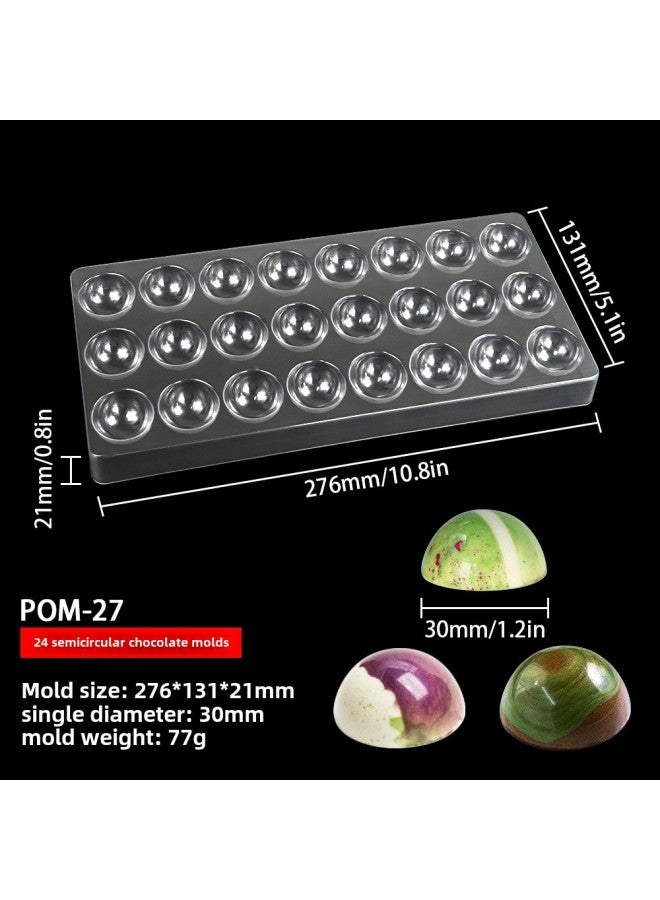 Valentine's Day Love Plastic Chocolate Mold Semi-round Water Drops Chocolate Mold French Dessert Baking Tools-color:Z77 24-piece Semicircle POM-27 - Image 1