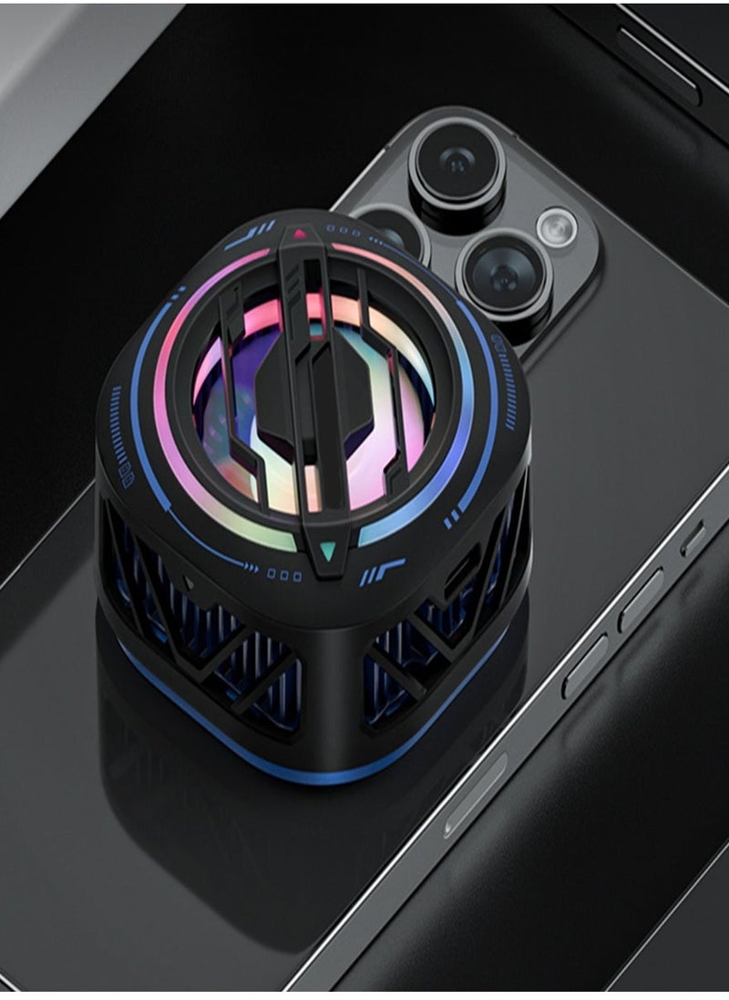 Generic Magnetic Cell Phone Cooler Semi Conductor Heatsink Phone Cooling Fan with RBG Larger Cooling Area Super Quiet Rapid Cooling Increase Game Framerate and experience for Phone Tablet IPad Black  - Image 2