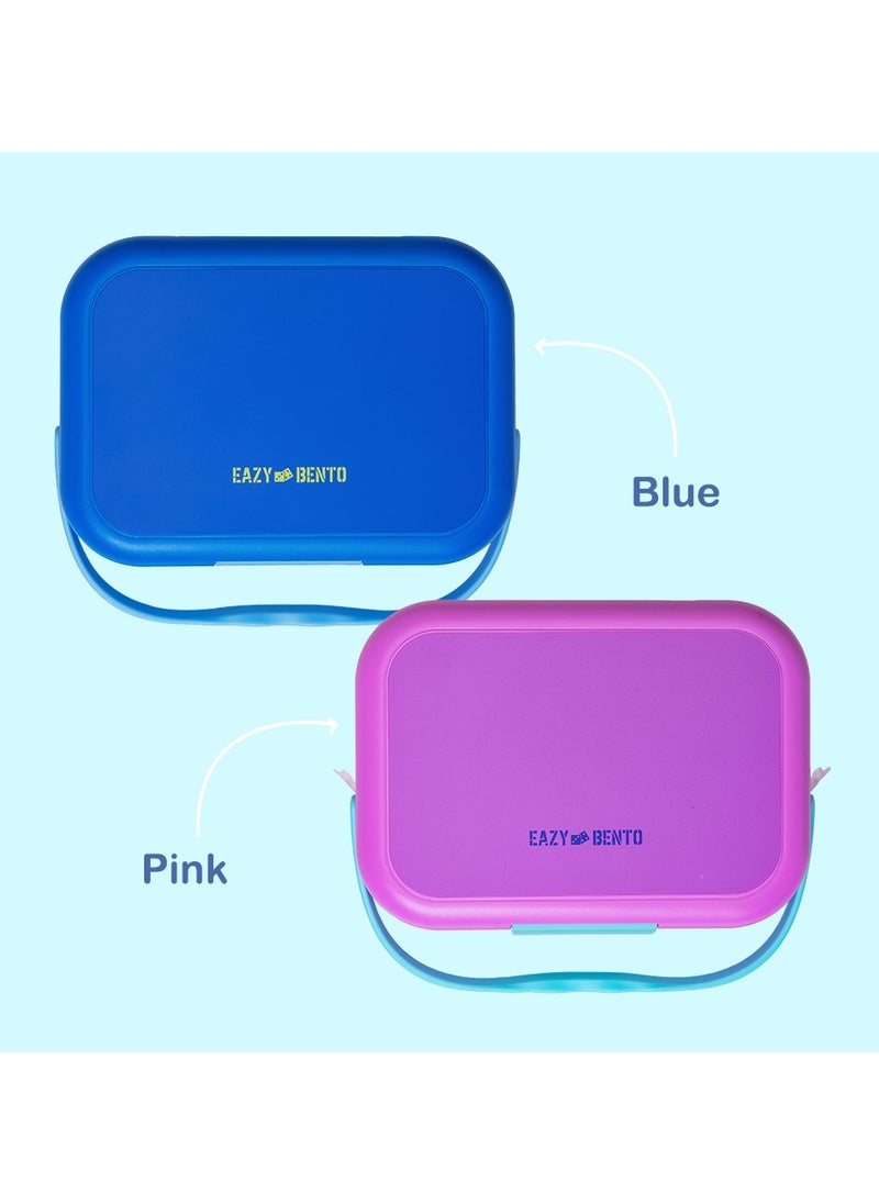 Eazy Kids - 4 Compartment Bento Lunch Box - Mat Blue - Image 1
