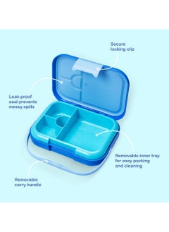 Eazy Kids 4 Compartment Bento Lunch Box - Mat Blue  - Image 3