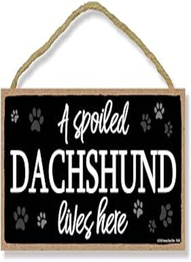 Honey Dew Gifts Honey Dew Gifts A Spoiled Dachshund Lives Here 5 inch by 10 inch Hanging Dachshund Decor, Wall Art, Decorative Wood Sign Home Decor, Dachshund Gifts, 75495 