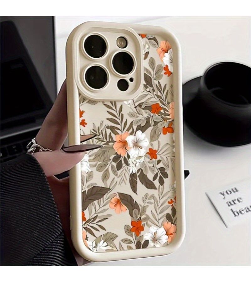 Black Soft Shockproof Phone Case For iPhone 15 Floral Design - Image 4