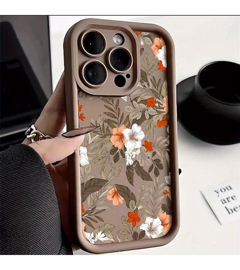 Black Soft Shockproof Phone Case For iPhone 15 Floral Design - Image 3