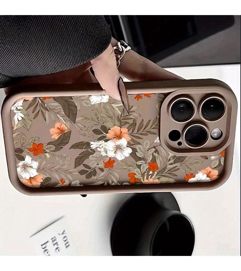 Black Soft Shockproof Phone Case For iPhone 15 Floral Design - Image 5