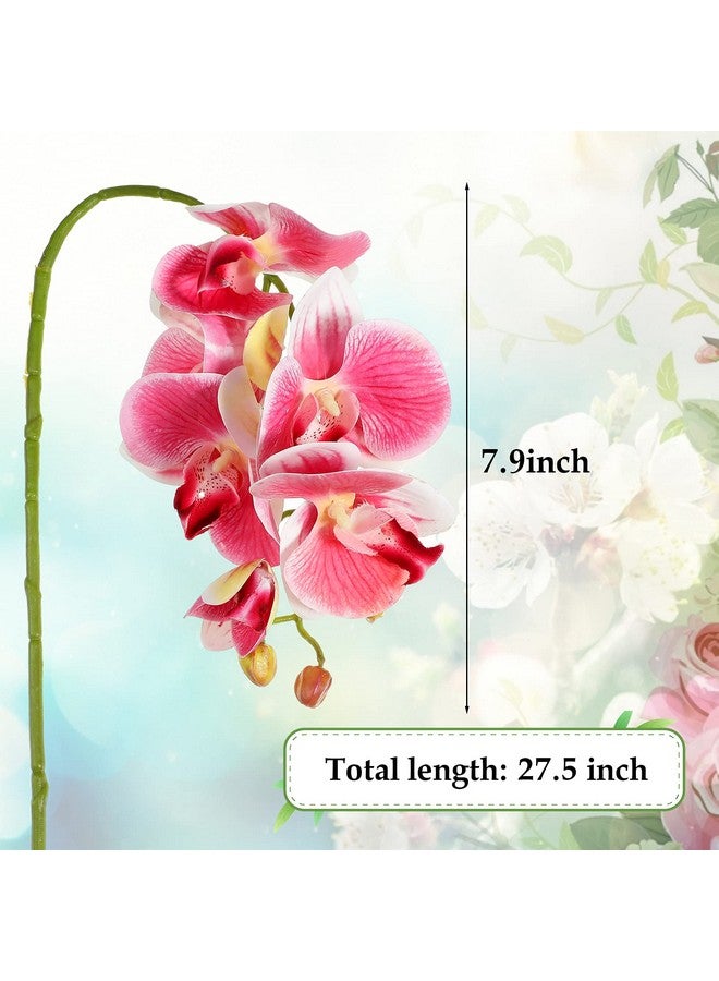Chuangdi Chuangdi 2 Pieces Artificial Phalaenopsis with Suction Cups Terrarium Plant Decoration Reptile Habitat Plant Decor for Hermit Crab Lizards Geckos Snake Reptile (Dark Pink, White Yellow)  - Image 2