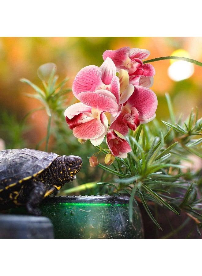Chuangdi Chuangdi 2 Pieces Artificial Phalaenopsis with Suction Cups Terrarium Plant Decoration Reptile Habitat Plant Decor for Hermit Crab Lizards Geckos Snake Reptile (Dark Pink, White Yellow)  - Image 4