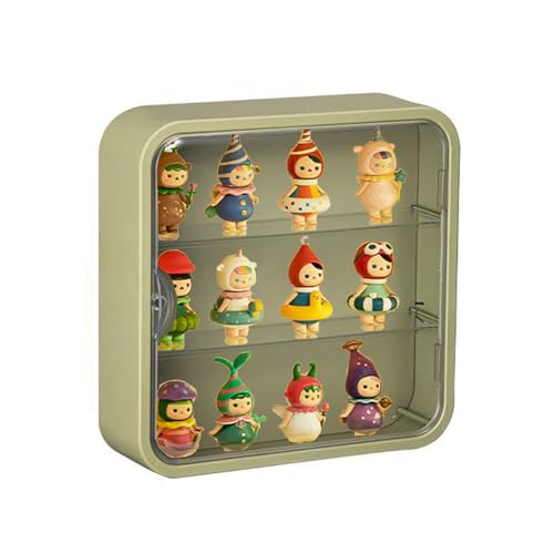 WMM Clear Display Case for Figures WallMounted Doll Storage Box Adjustable Display Stand with Door Dust and Moisture Proof Suitable for Lego Collectibles Action Figures Pop Mart Green - Image 1