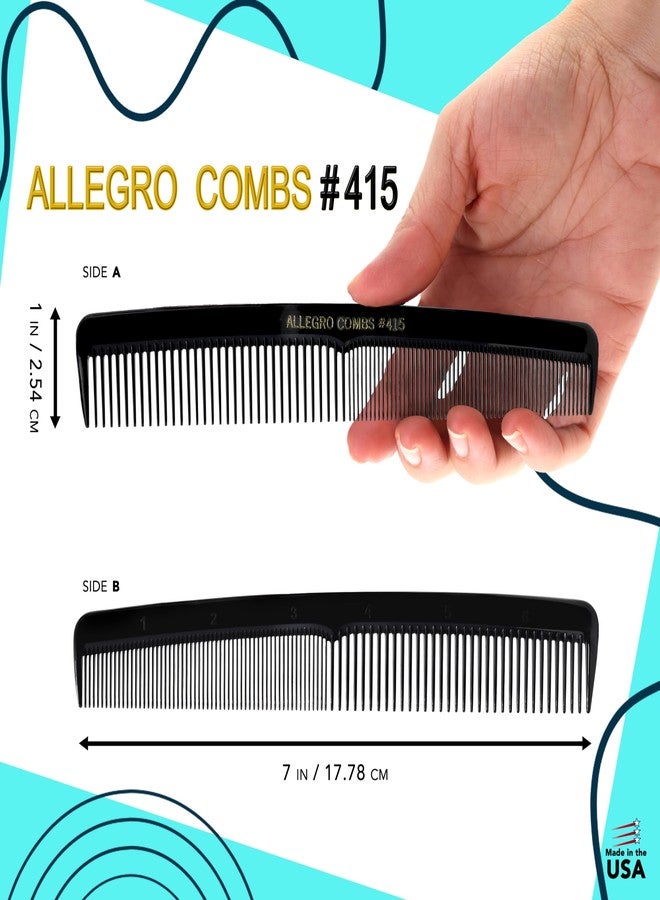 Allegro Combs #415 Combs for Women, 7 Inches Combs for Men, Parting Comb, Hair Comb, Comb for Men 6 Count (Black) - Image 2