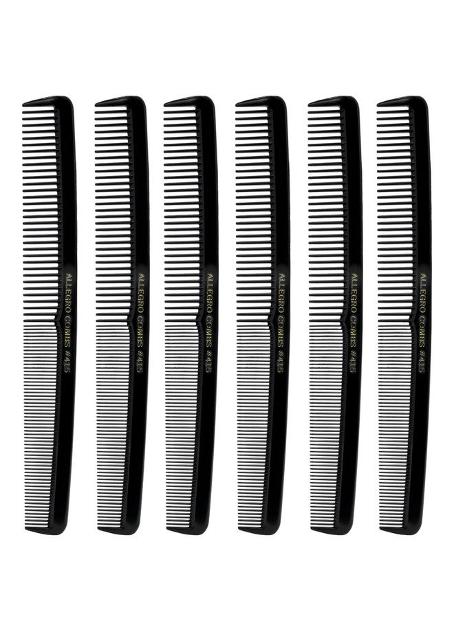 Allegro Combs #415 Combs for Women, 7 Inches Combs for Men, Parting Comb, Hair Comb, Comb for Men 6 Count (Black) - Image 1